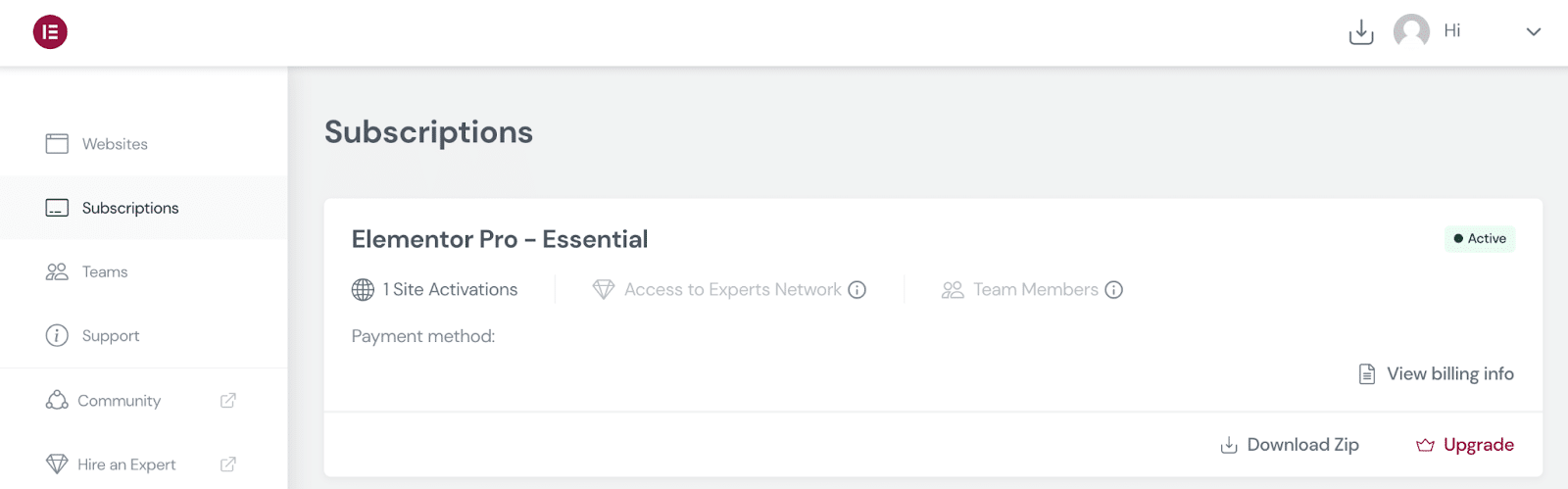 Варианты подписки Elementor
