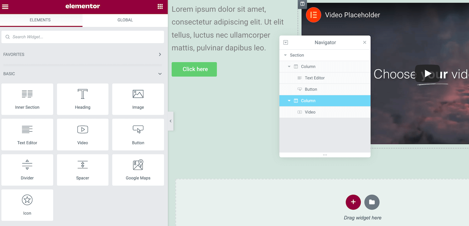 Навигатор по блока Elementor