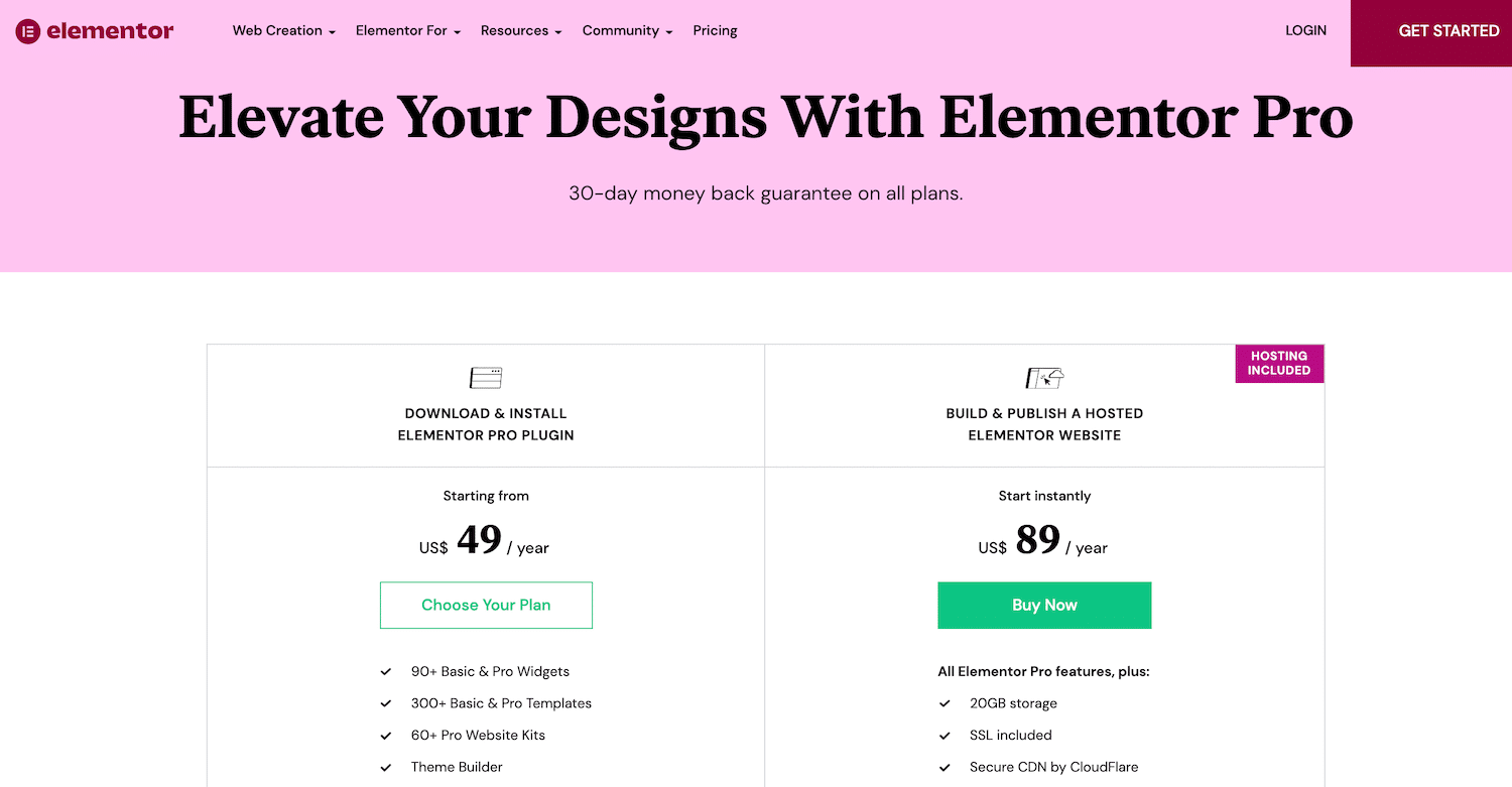 Варианты лицензий Elementor