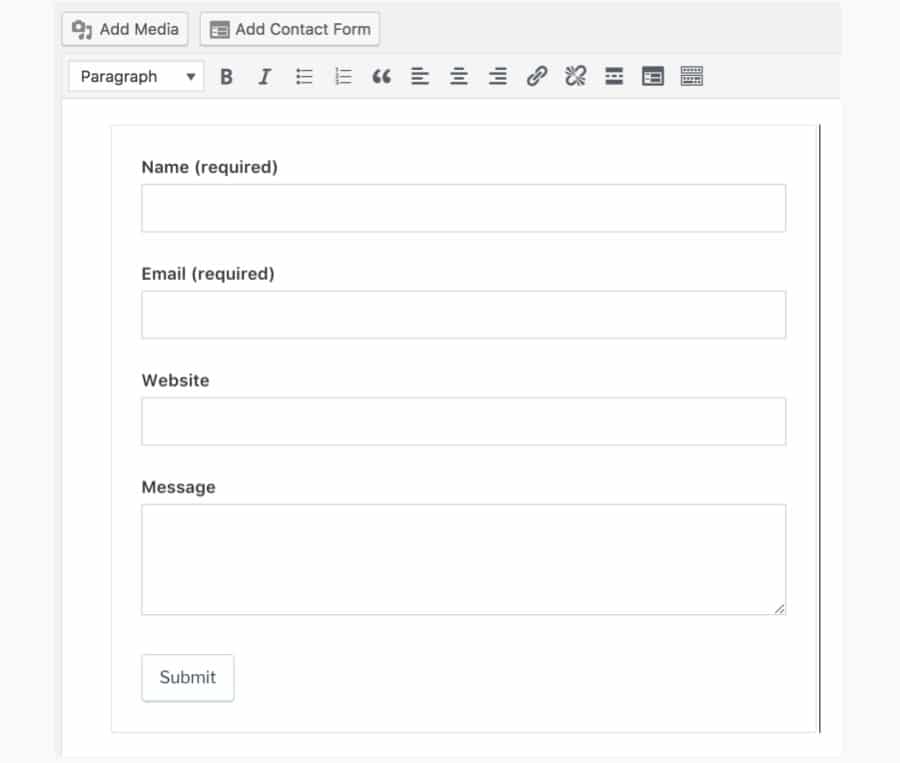Самая простая контактная форма wordpress