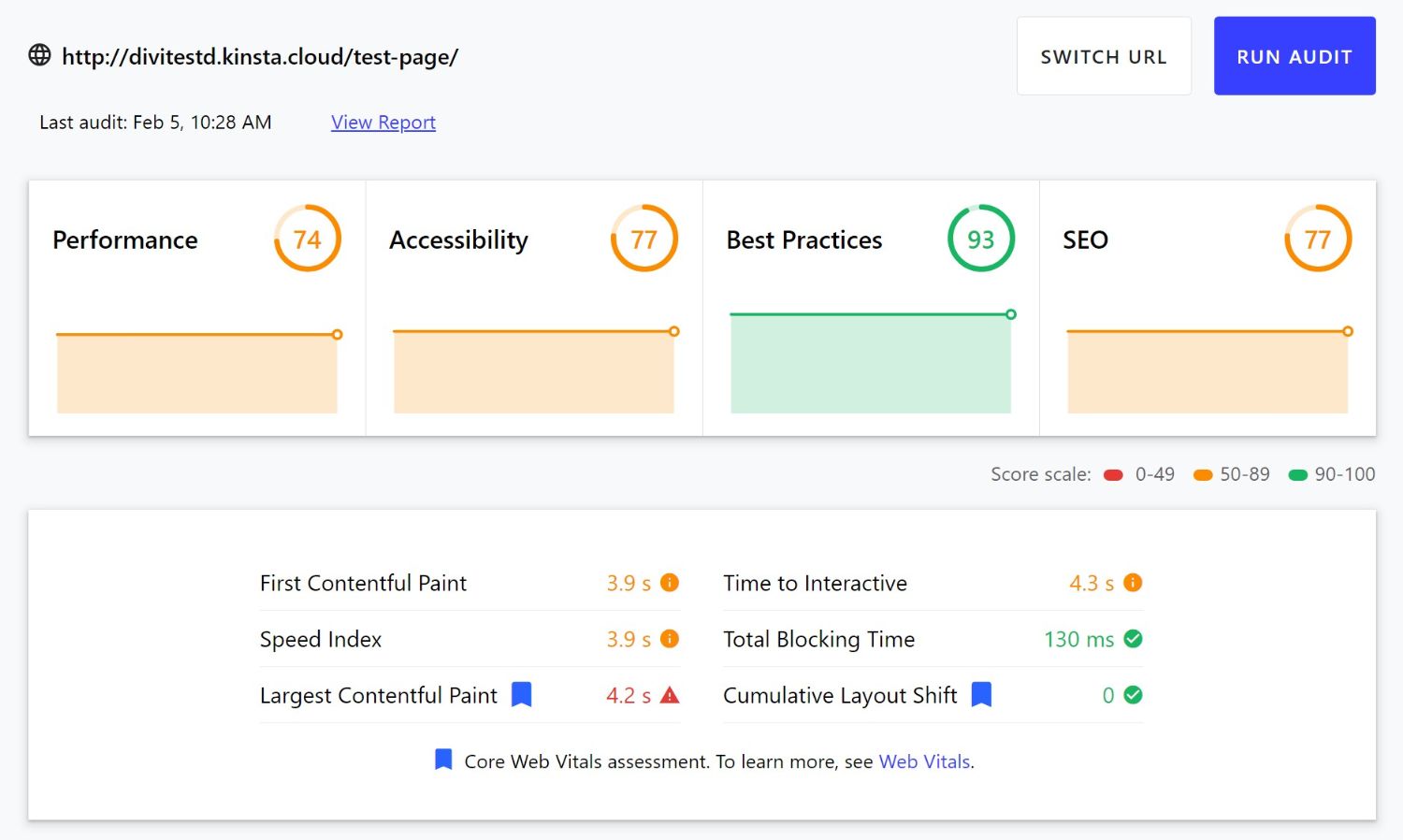 Тест Divi на web.dev