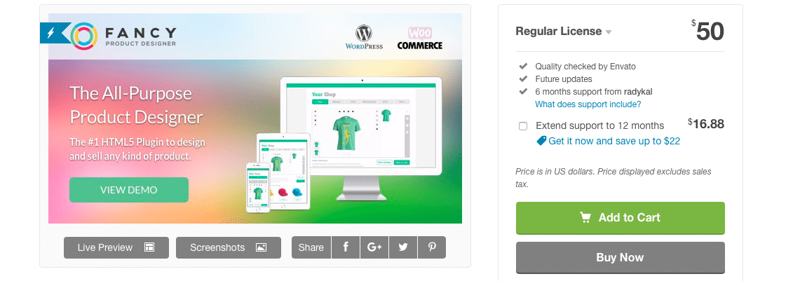Fancy Product Designer для продажи товаров на заказ