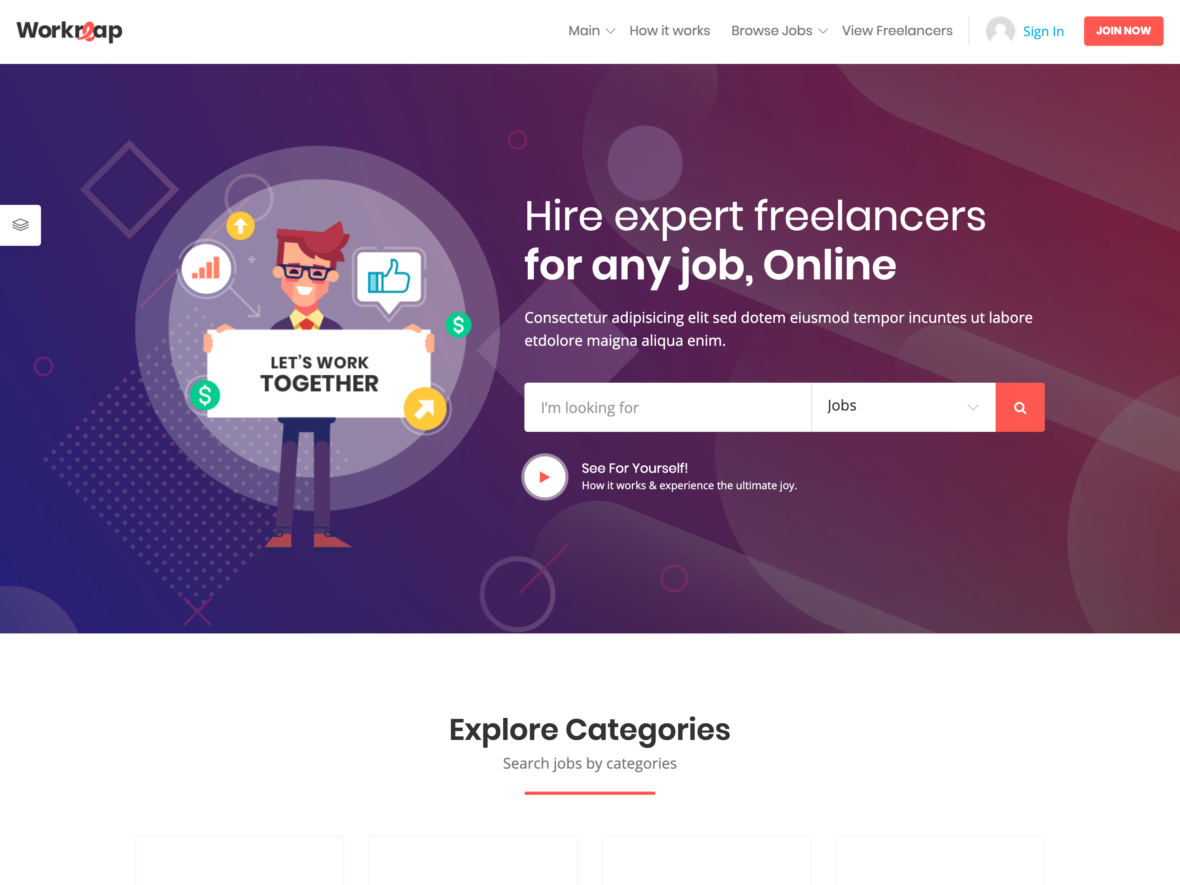Workreap с понятным дизайном