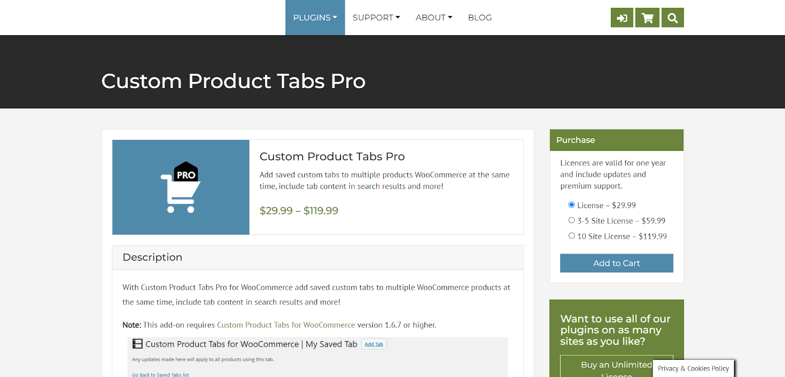 Custom Product Tabs Pro продуманный