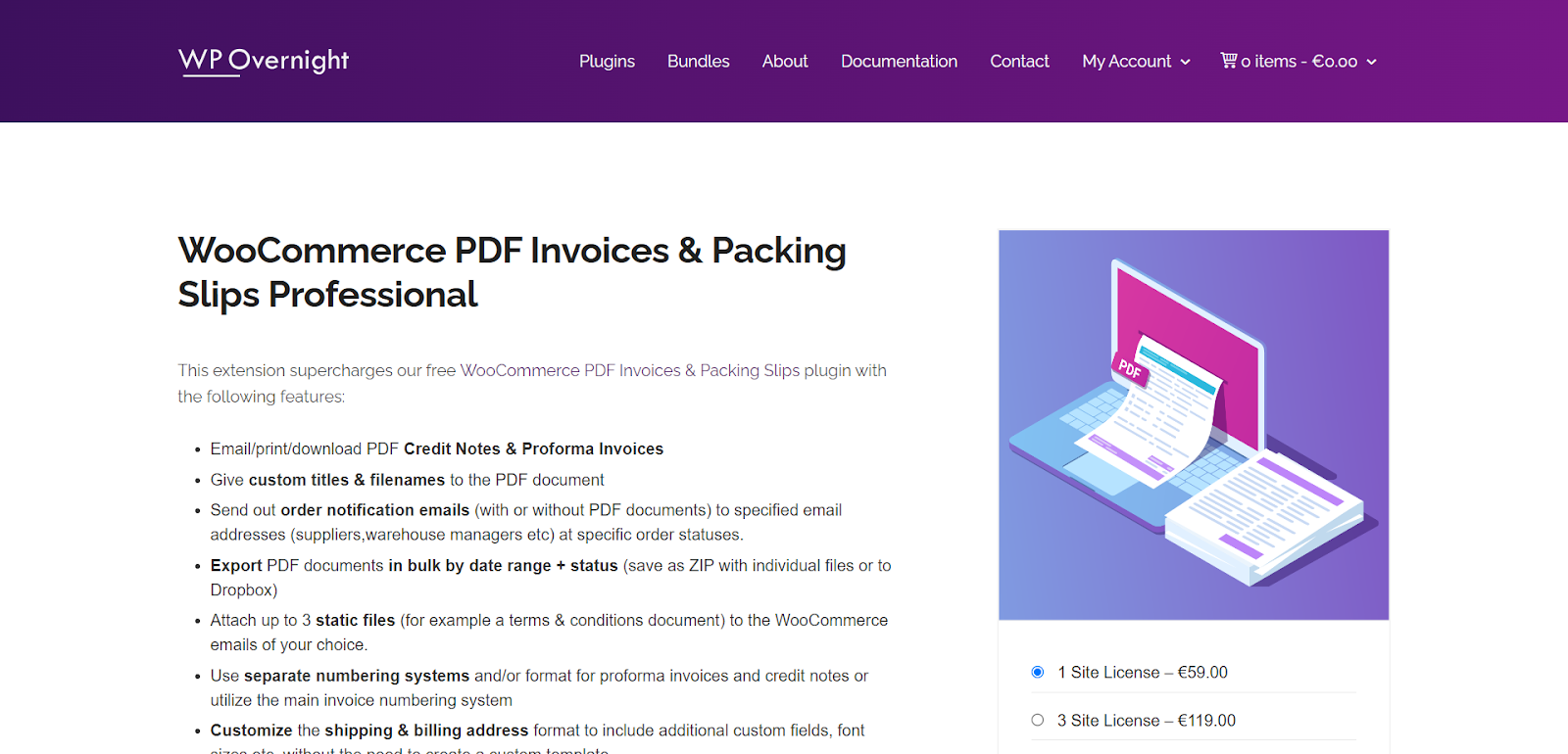 WooCommerce PDF Invoices & Packing Slips Professional легкий
