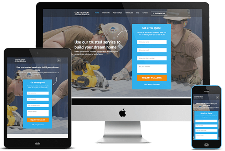 Construction Landing Page оптимизированная