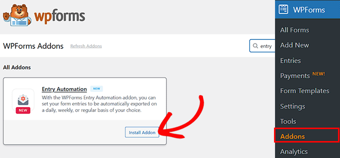 Entry Automation Addon активация