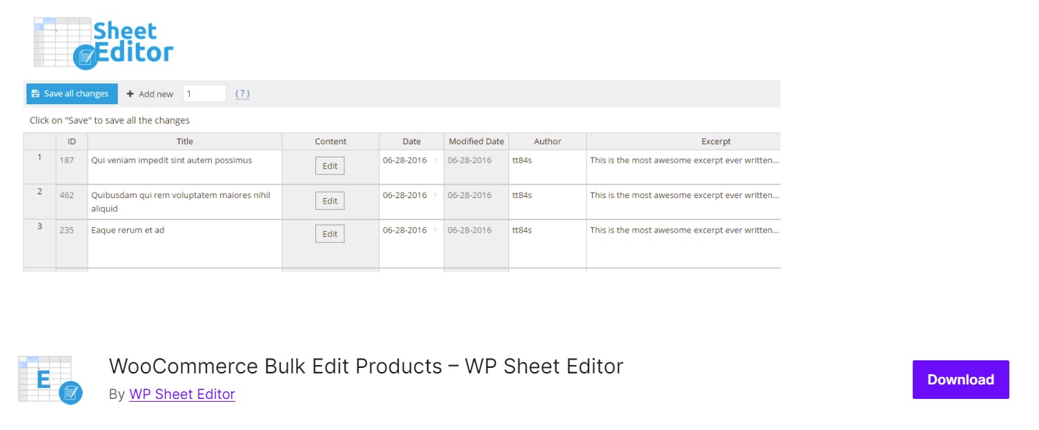 WooCommerce Bulk Edit Products быстрый