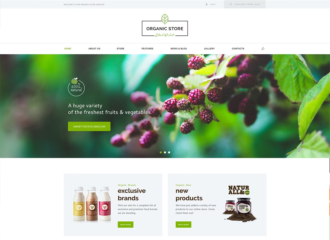 Organic Store в зеленых тонах
