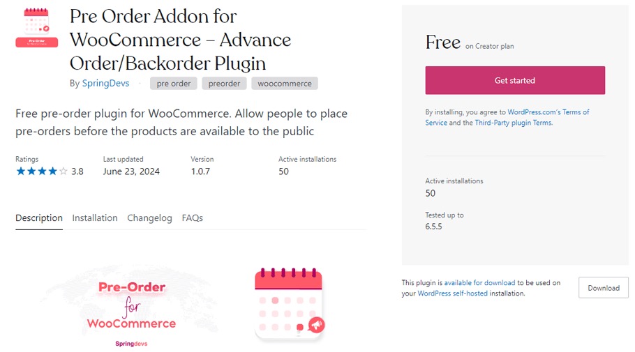 Pre Order Addon с календарем