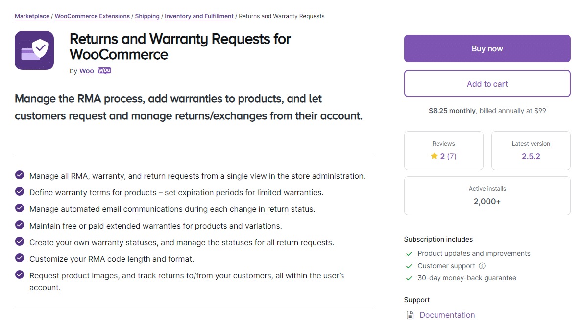 Returns and Warranty Requests адаптивный
